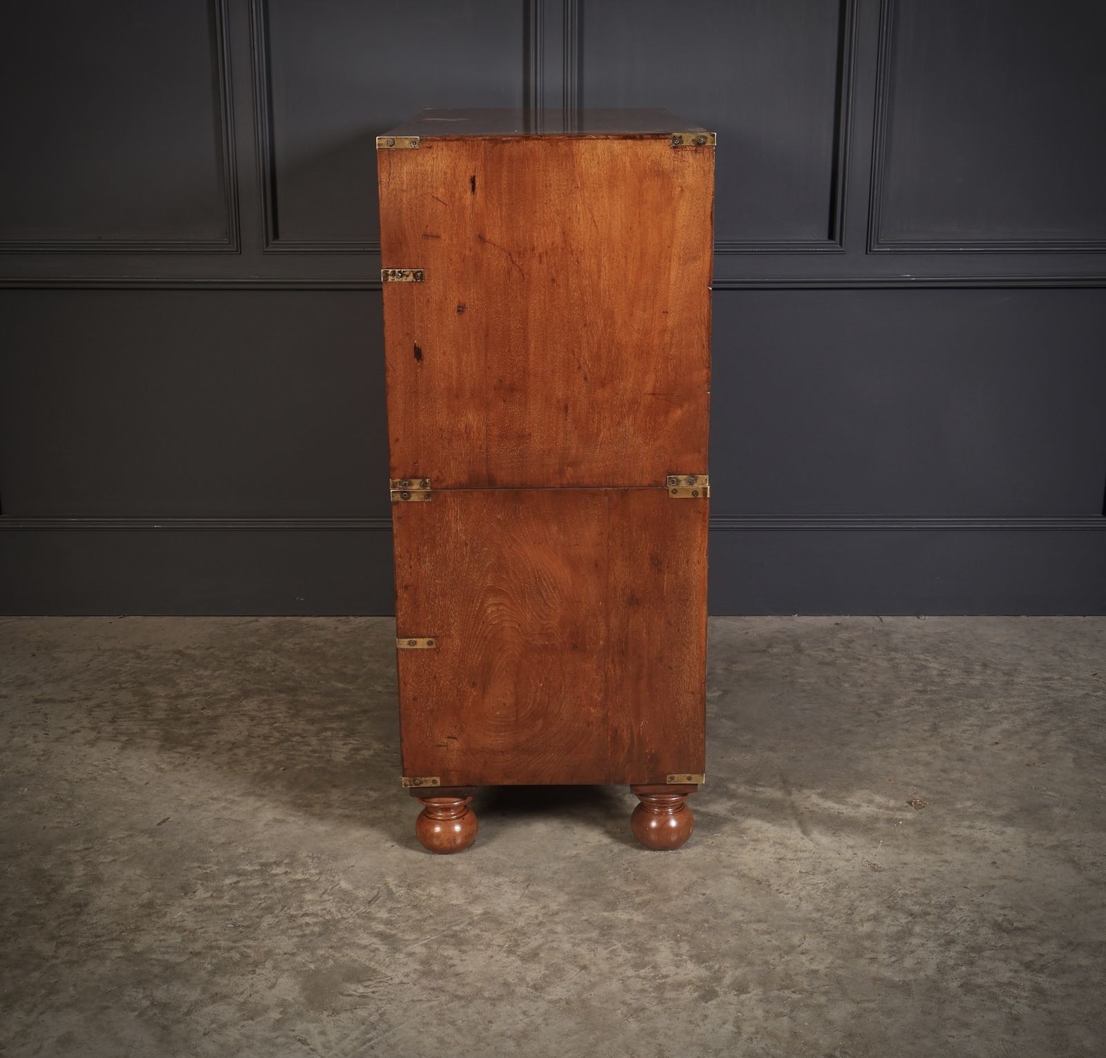 Rare Figured Walnut Military Campaign Chest photo vintage