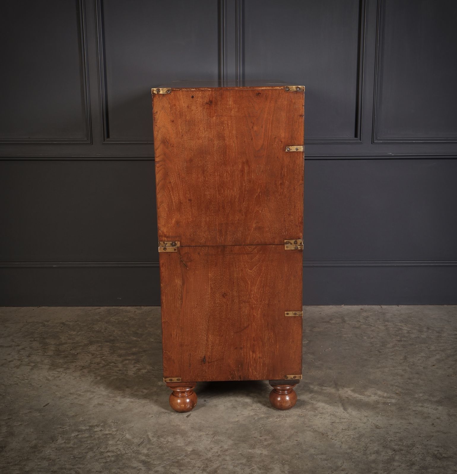 photo for sale Rare Figured Walnut Military Campaign Chest
