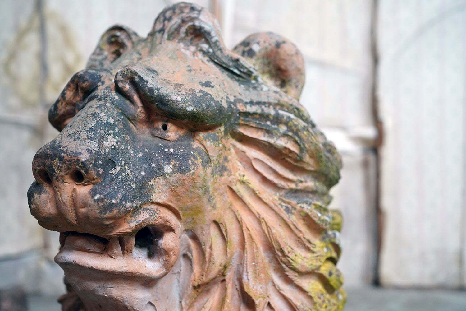 A Good Pair Of Large Mid 19thc Terracotta Recumbent Lions photo vintage
