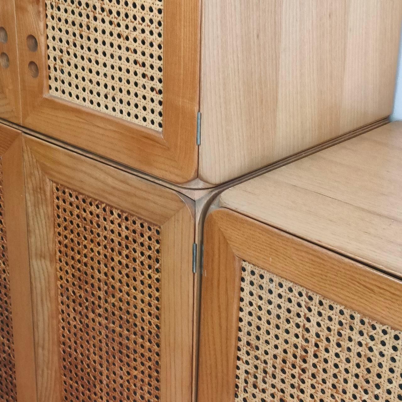 photo for sale Mid Century Modern Wooden Bookcase Cabinet Modular By Jan De Vries, Italy, 1970s