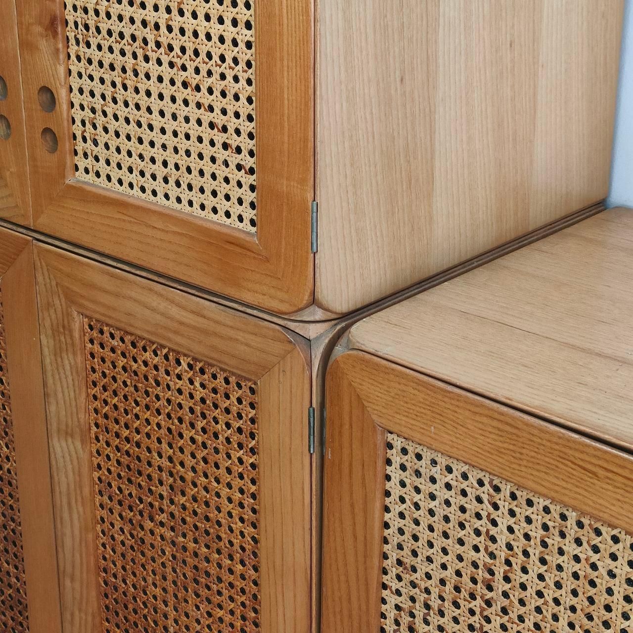 Furniture Mid Century Modern Wooden Bookcase Cabinet Modular By Jan De Vries, Italy, 1970s photo