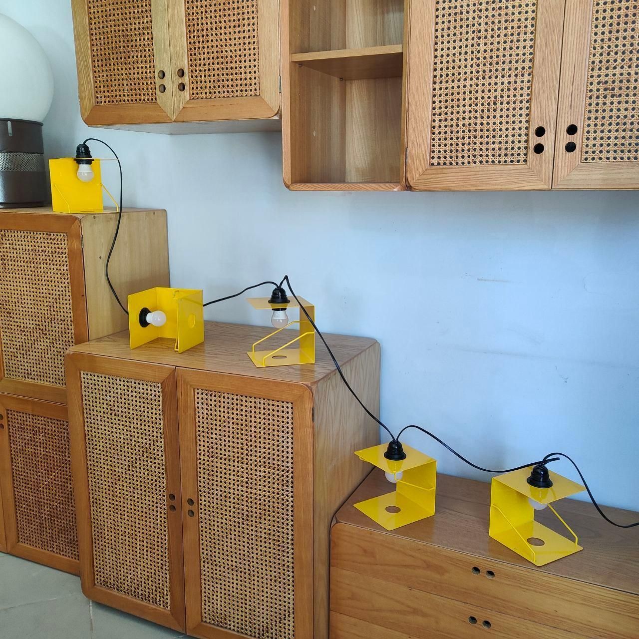 Industrial Modular Yellow Metal Table Lamp Five Lights, Italy, 1980s photo 1081.0