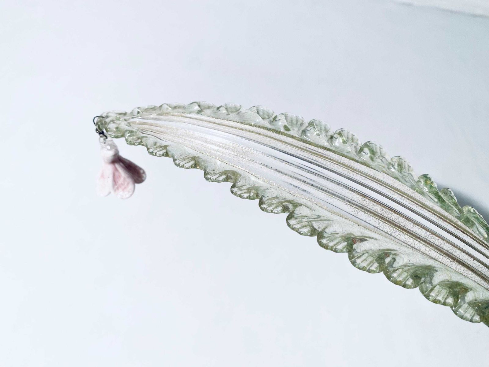 photo furniture Rare Murano Glass Chandelier Leaf & Flower Replacement Parts / Green Gold Pink Vintage Italian Art Interior