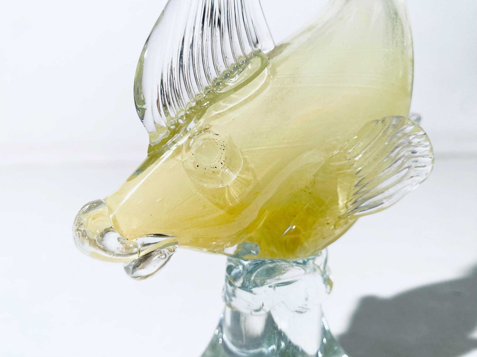 Yellow Murano Fish Art Glass Decoration Sculpture / Vintage 1960s Home Decor photo Art
