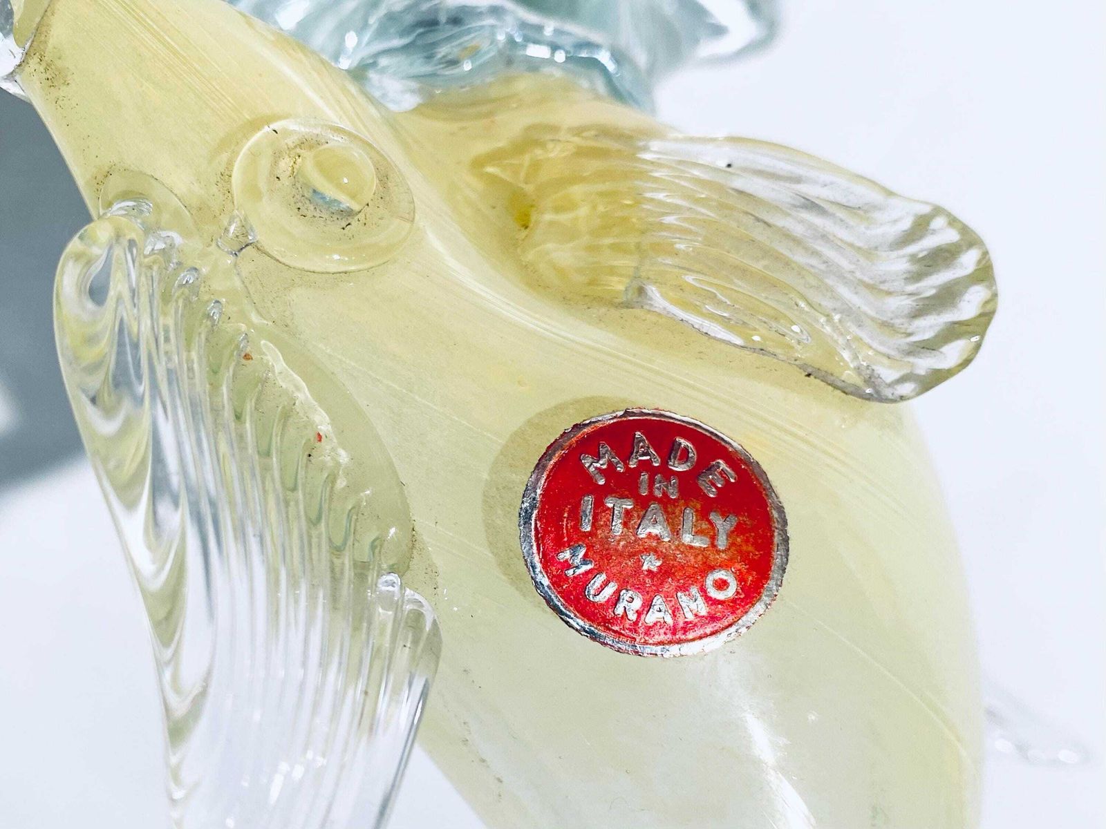 Yellow Murano Fish Art Glass Decoration Sculpture / Vintage 1960s Home Decor photo 108.0
