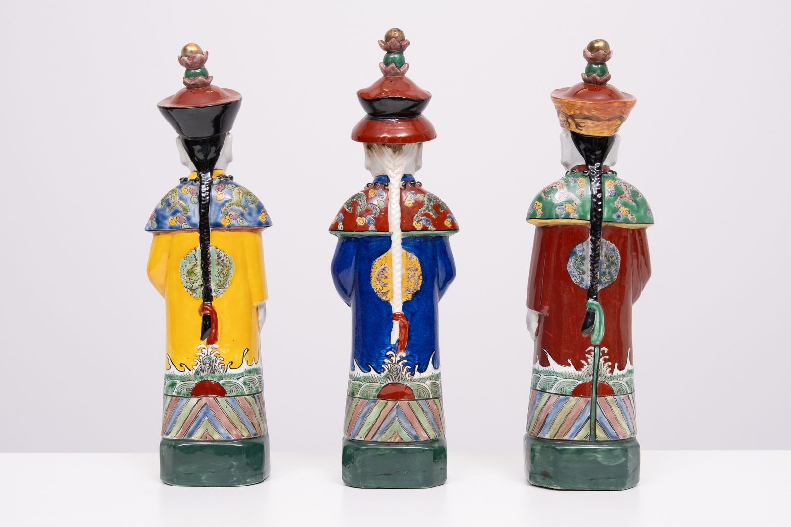 Set Of 3 Chinese Porcelain Qing Emperor Decorative Figurines photo Home Decor