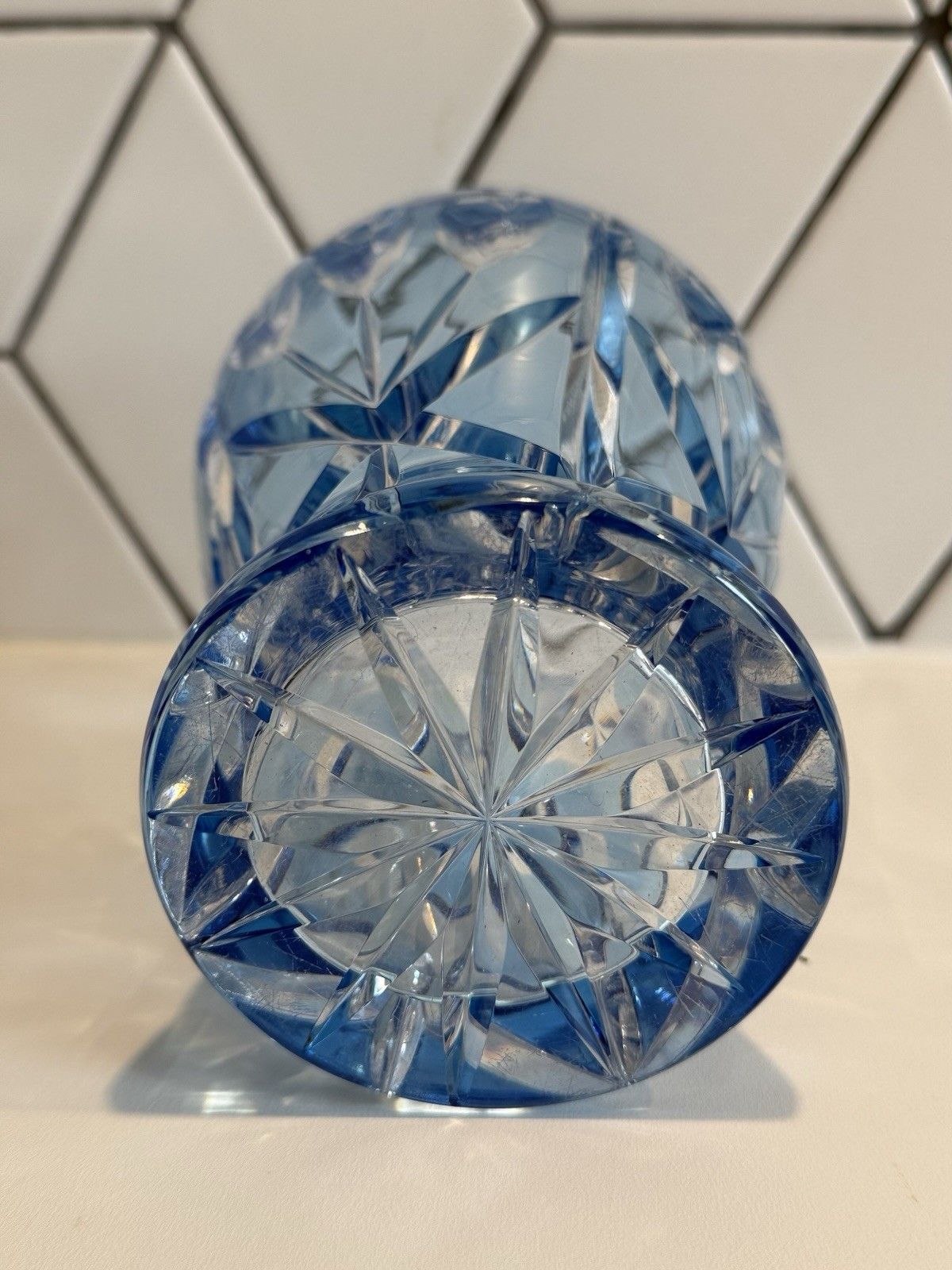 Midcentury Val St Lambert Cobalt Blue Crystal Vase C.1960 photo vinterior