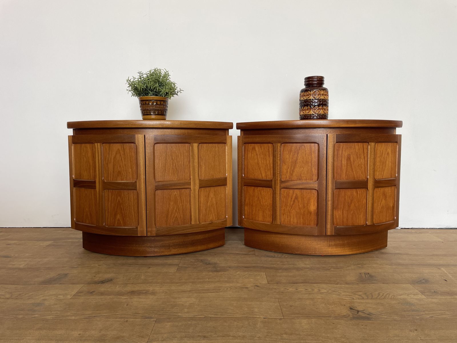Pair Of Mid Century Teak Corner Bedsides By Nathan Furniture, 1960s