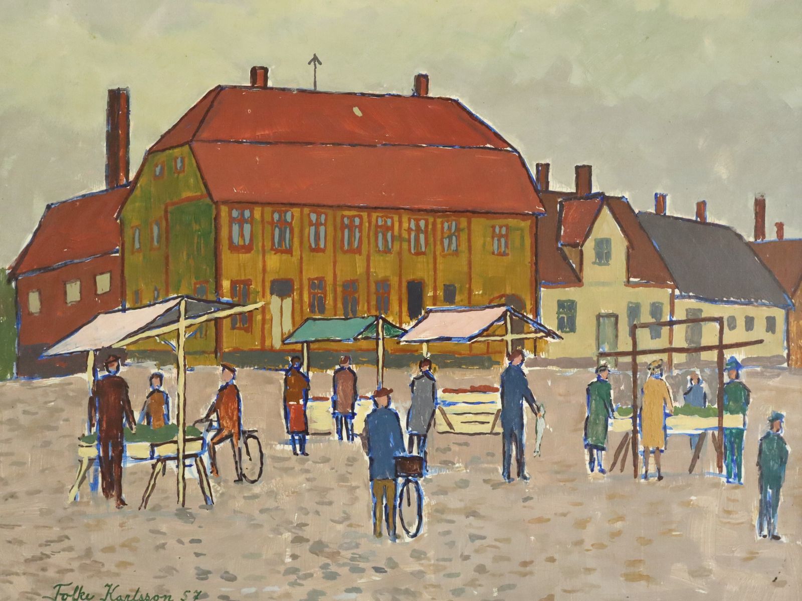 photo furniture Market Day In The Square  Oil Painting