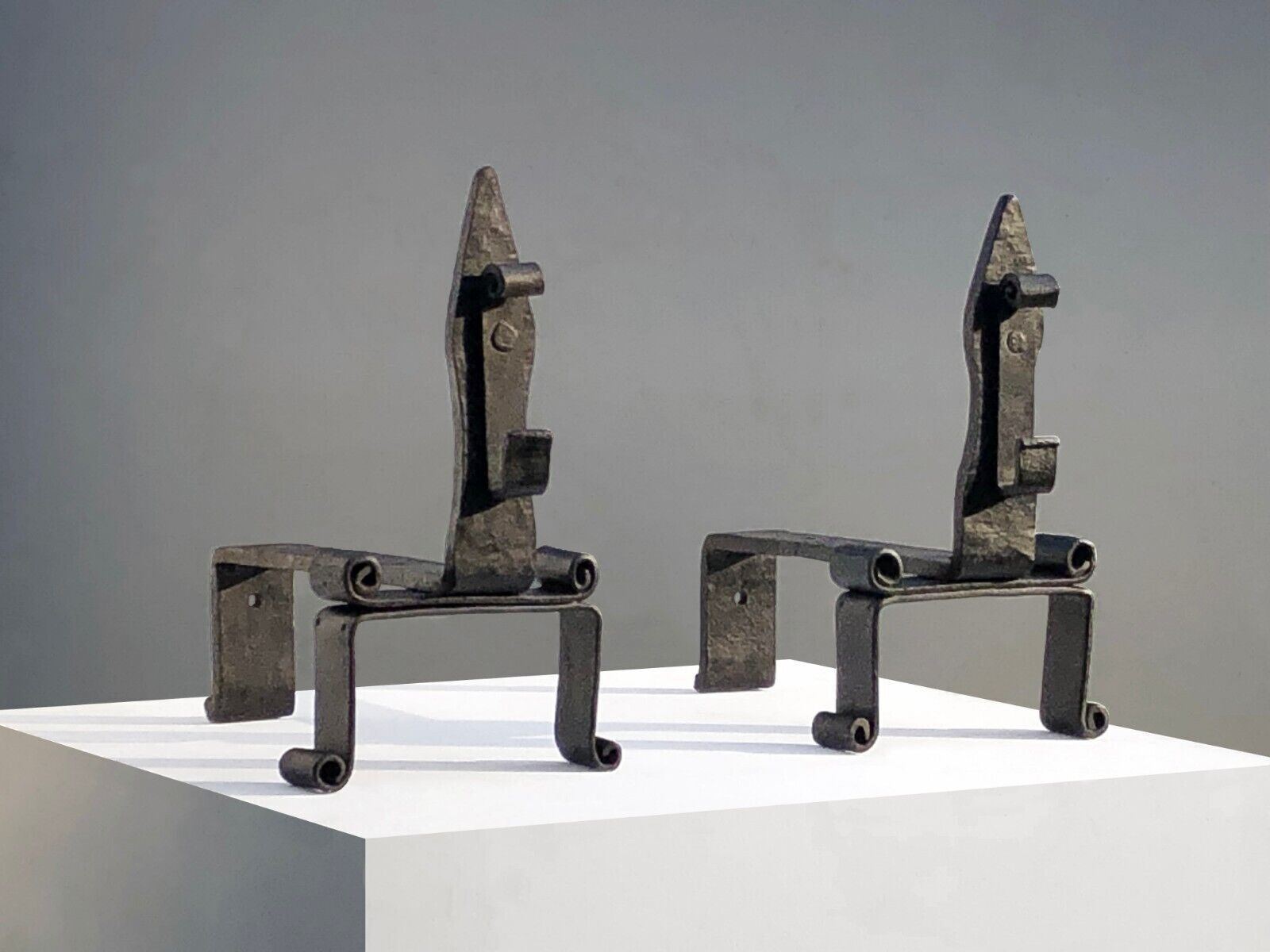 1960 Chenets Andirons Minimalist Brutalist Moderniste Cheminee Arts Du Feu photo 2021.0