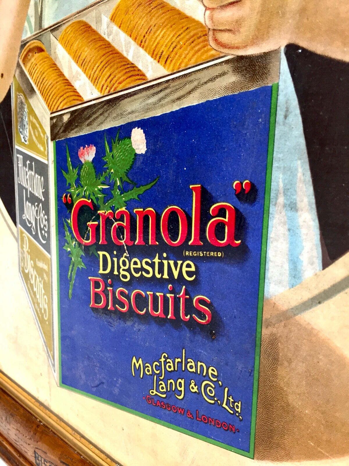 Antique Advertising 1930s Macfarlane, Lang & Co Digestive Biscuit Poster Frame photo vinterior