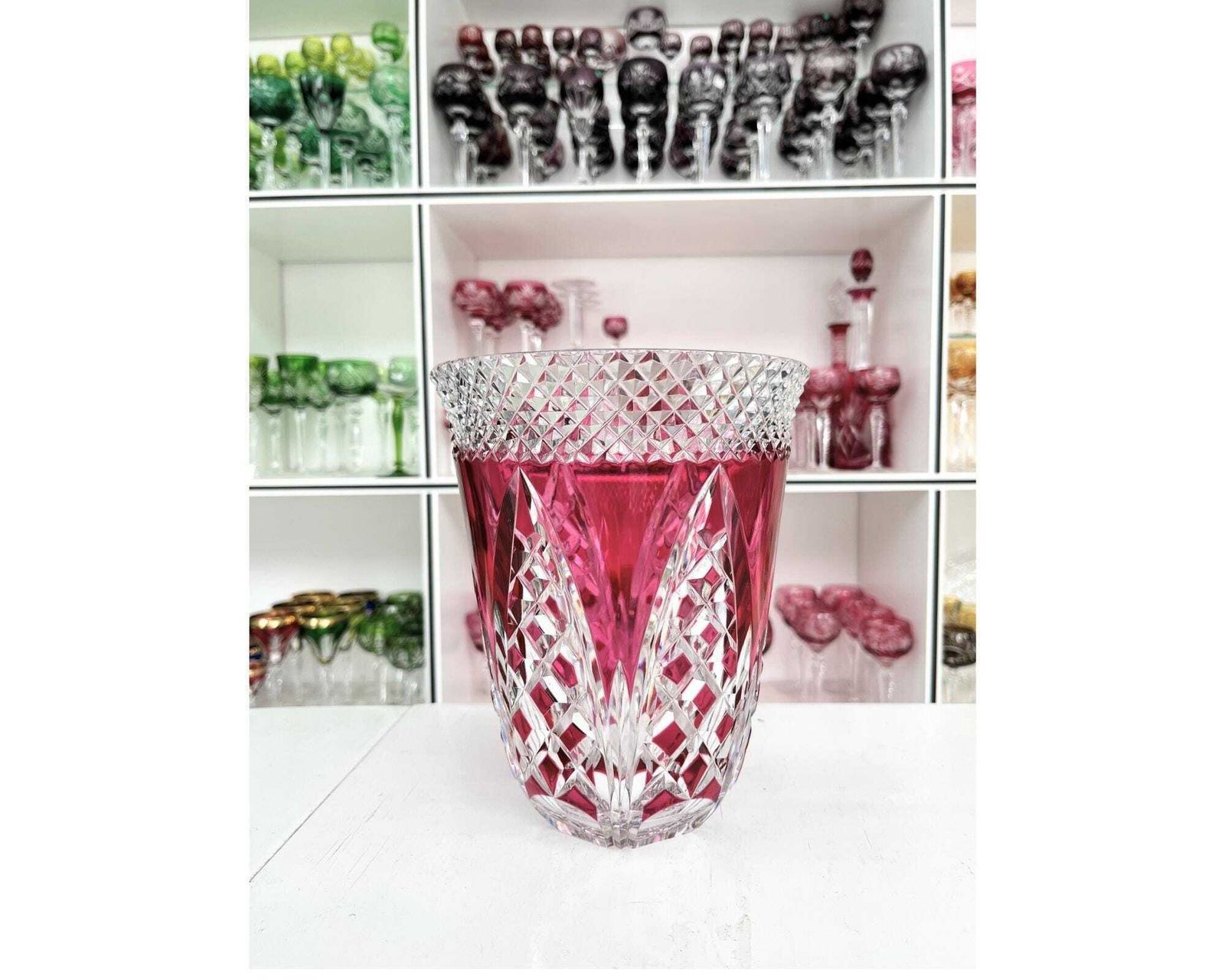 Val Saint Lambert Vase | Pink Crystal | Signed photo Home Decor