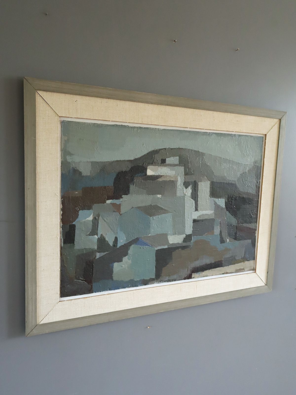 Urban Blocks  Oil Painting, Mid 20th Century photo for sale