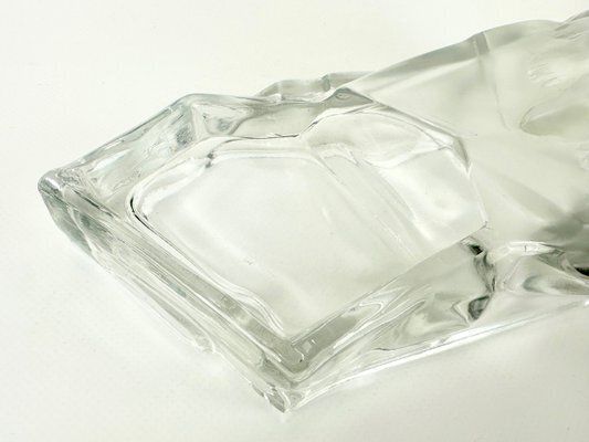 Art Deco Glass Polar Bear Ashtray By Karel Zentner For Glasswork Libochovice, 1930s photo vintage