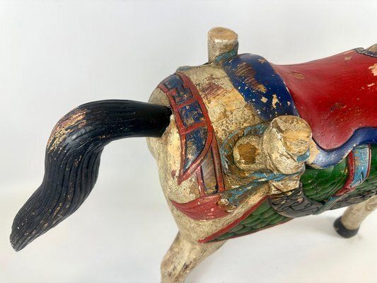 photo furniture Carved Hand Painted Wooden Horse, 19th Century