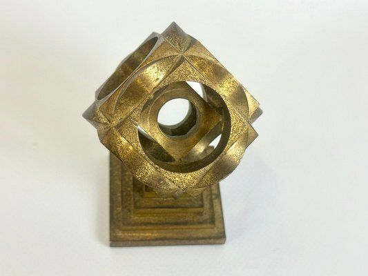 Mid Century Modern Geometric Bronze Paperweight, 1970s photo for sale
