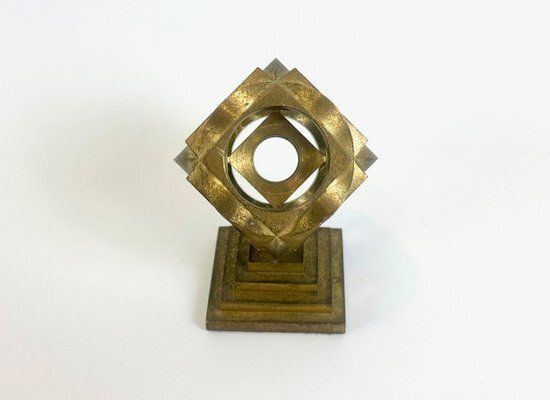 Mid Century Modern Geometric Bronze Paperweight, 1970s photo vinterior