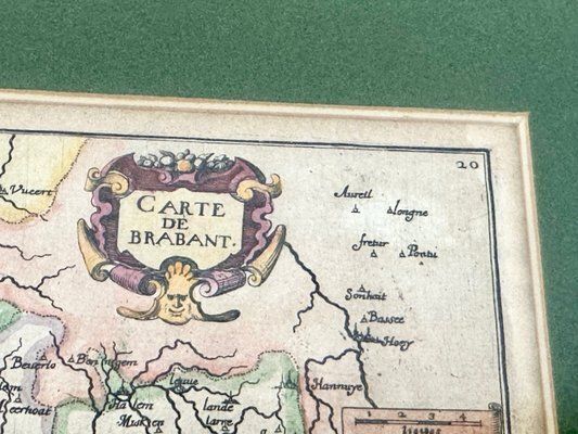 Christophe Tassin, Brabant In Netherlands, Colored Copperplate Engraving, 1633, Framed photo for sale