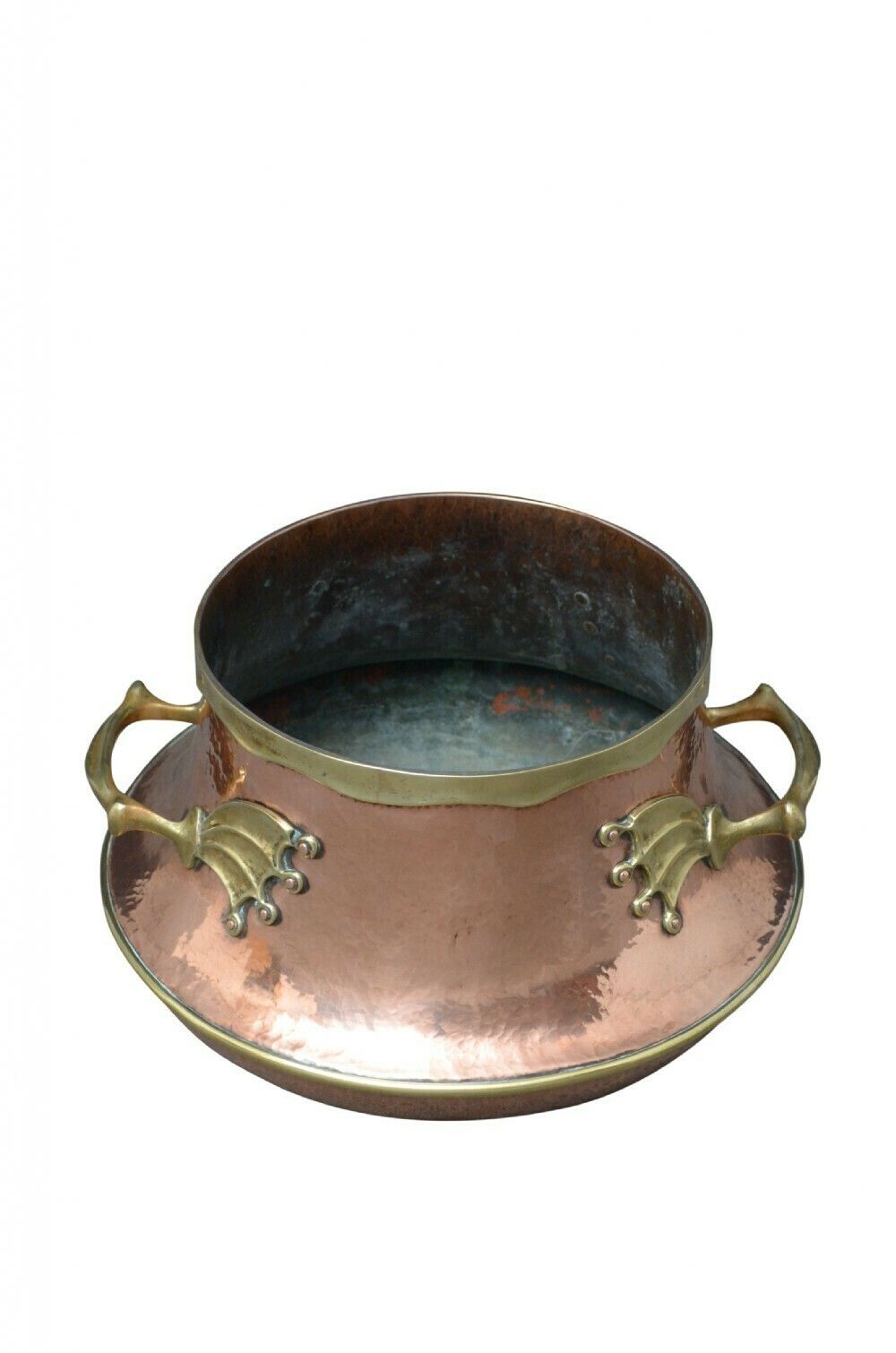 Antique Copper And Brass Plant Pot Jardiniere photo for sale