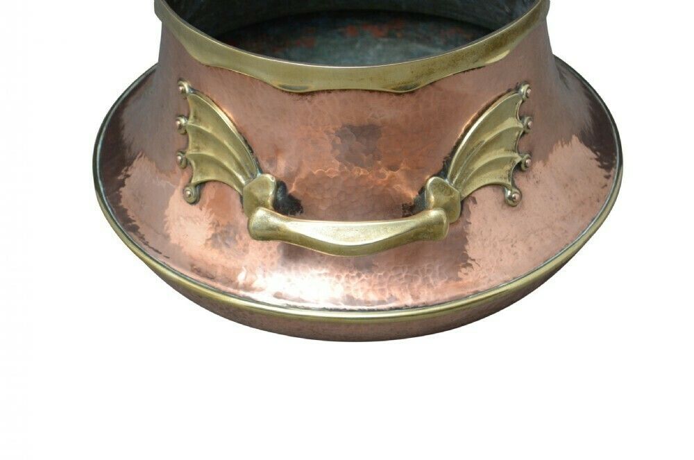 Antique Copper And Brass Plant Pot Jardiniere photo vinterior