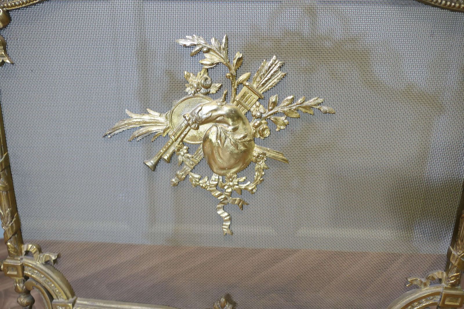 A Superb French Brass Rococo Fire Guard, Spark Screen photo Home Fixtures
