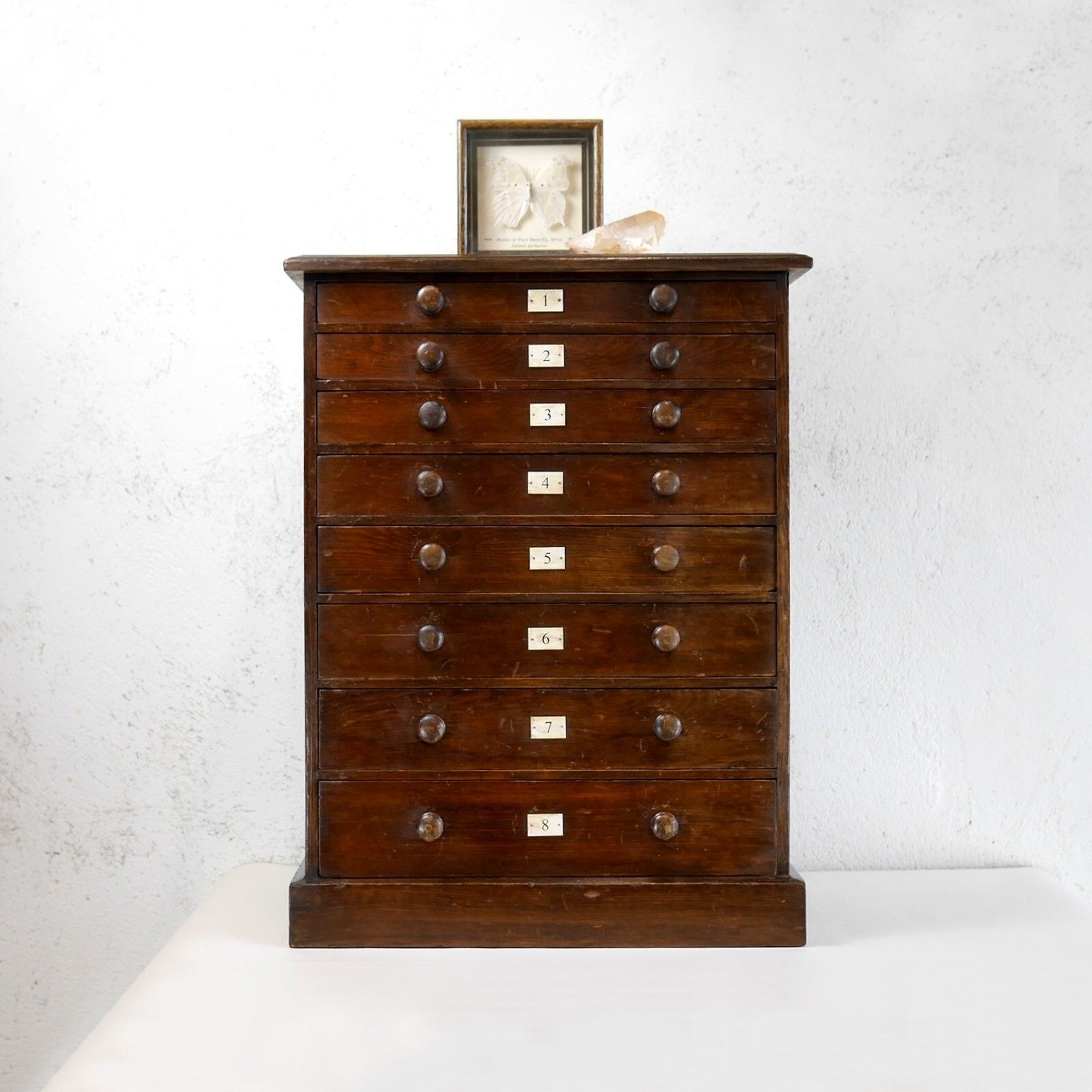 Antique 19th Century Specimen Museum Sample Display Cabinet Bank Drawers #102902