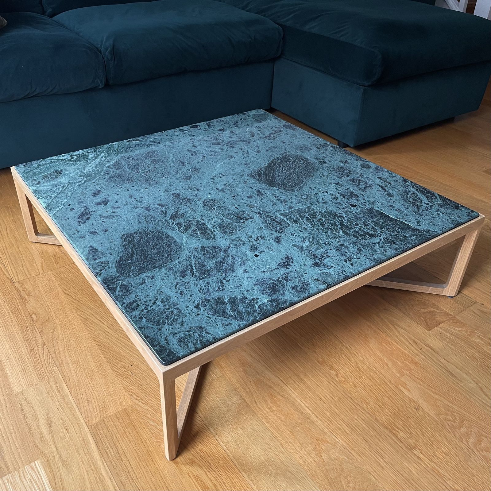 Knoll Krusin Coffee Table   Natural Oak Base With Verdi Alpi Marble Top photo vinterior