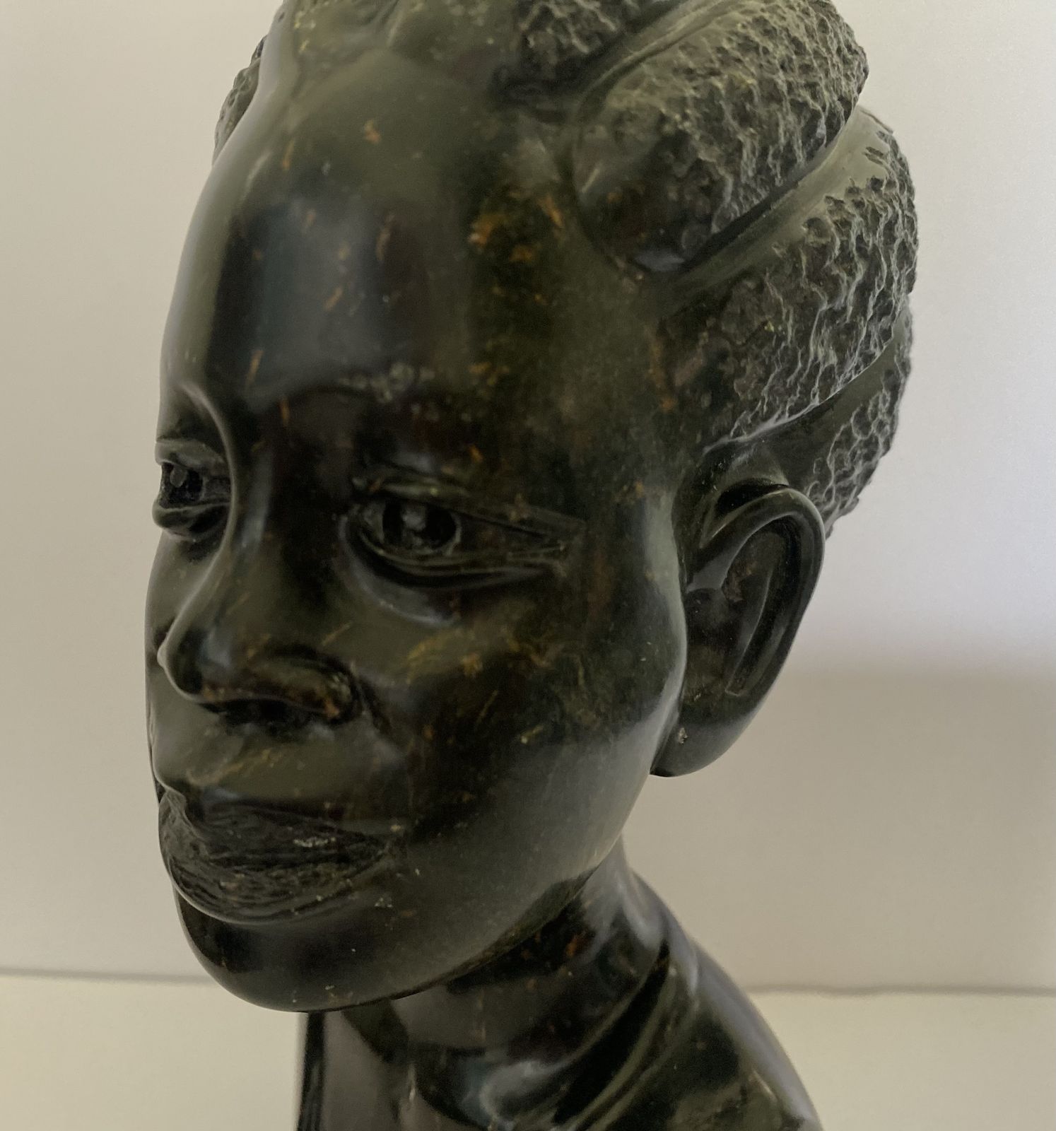 Joel Masoka, Original Hand Carved African Female Bust/Shona Statue, Signed photo furniture