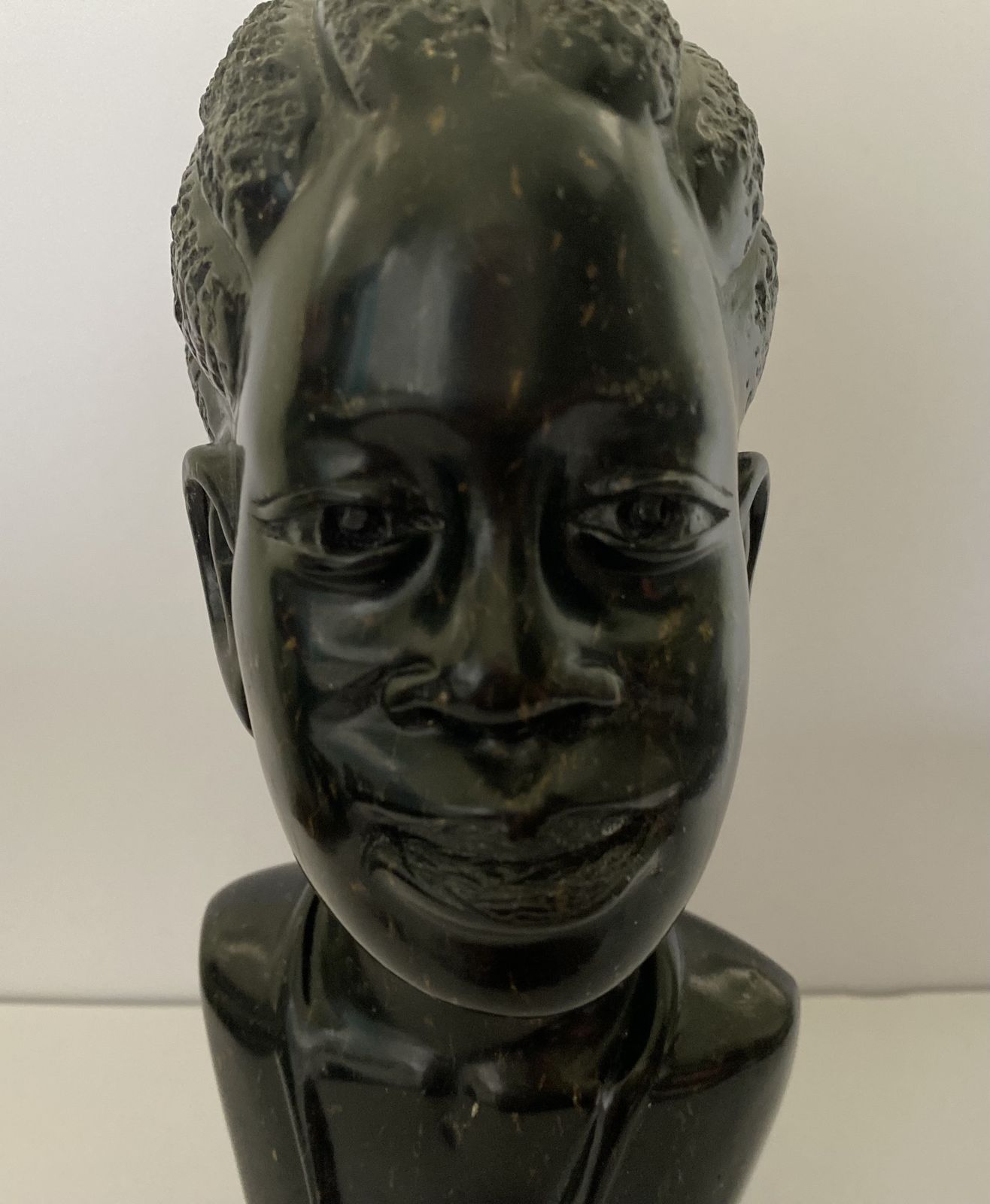 Joel Masoka, Original Hand Carved African Female Bust/Shona Statue, Signed photo vintage