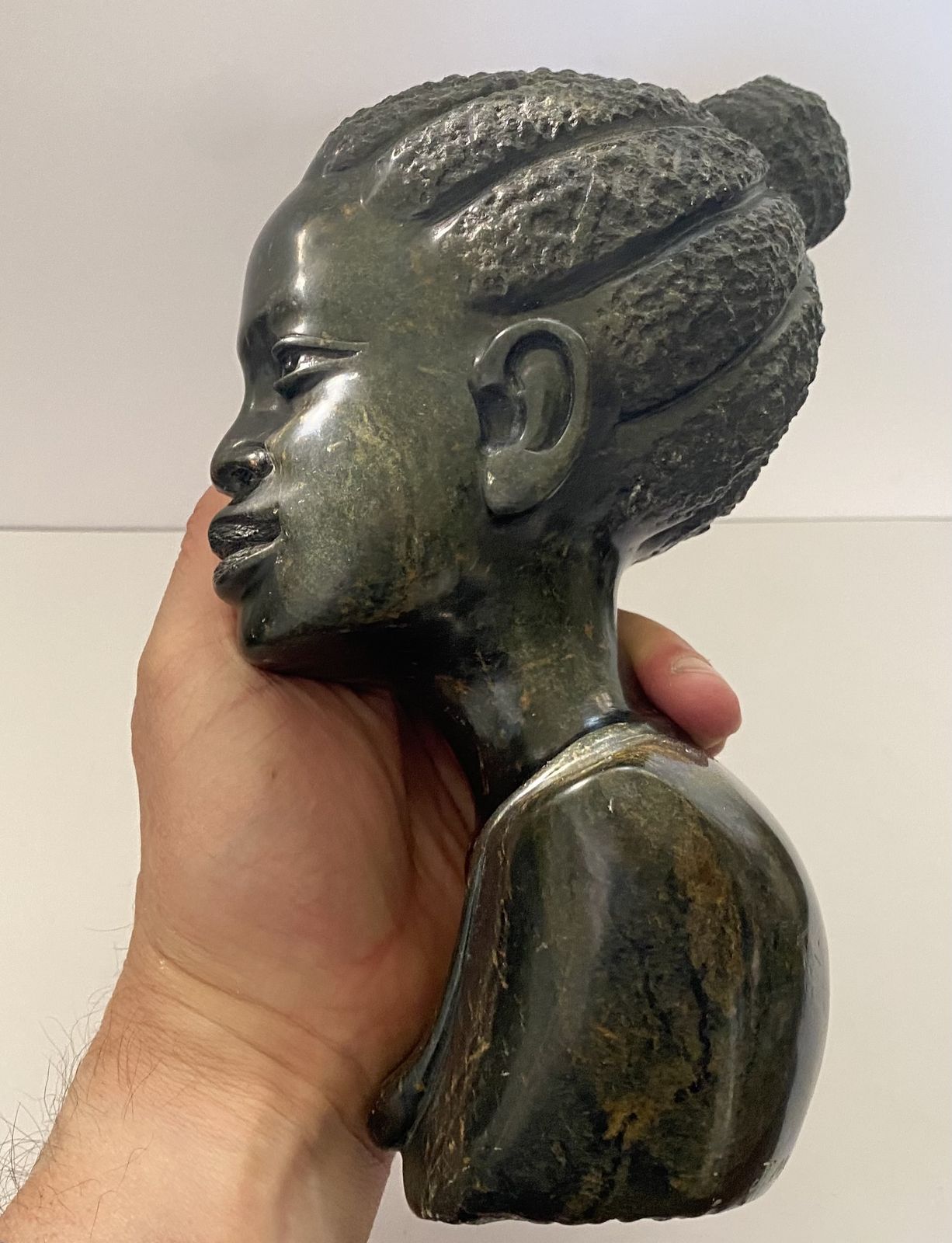photo buy Joel Masoka, Original Hand Carved African Female Bust/Shona Statue, Signed