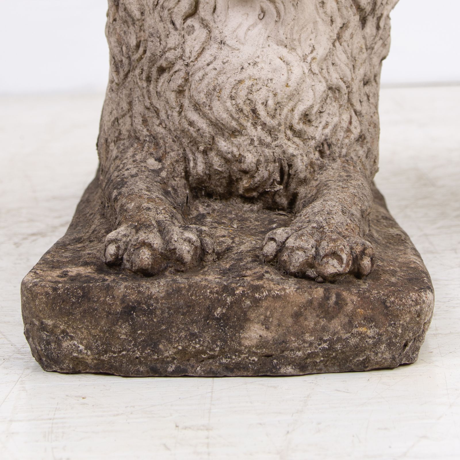 Pair Of Weathered Recumbent Garden Lions photo vintage