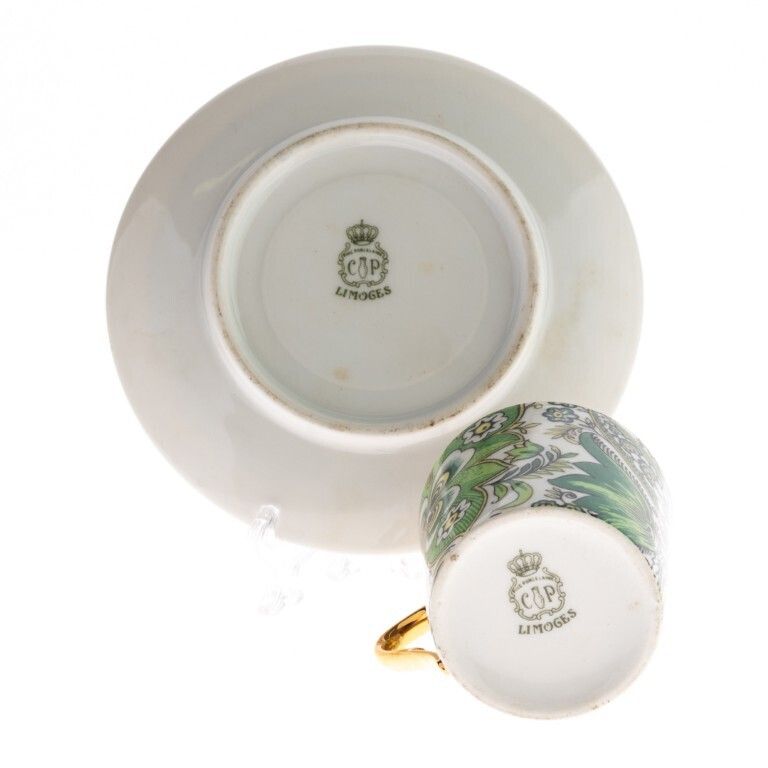 Mid Century Limoges French Gilt Porcelain Espresso Demitasse Cup And Saucer photo furniture