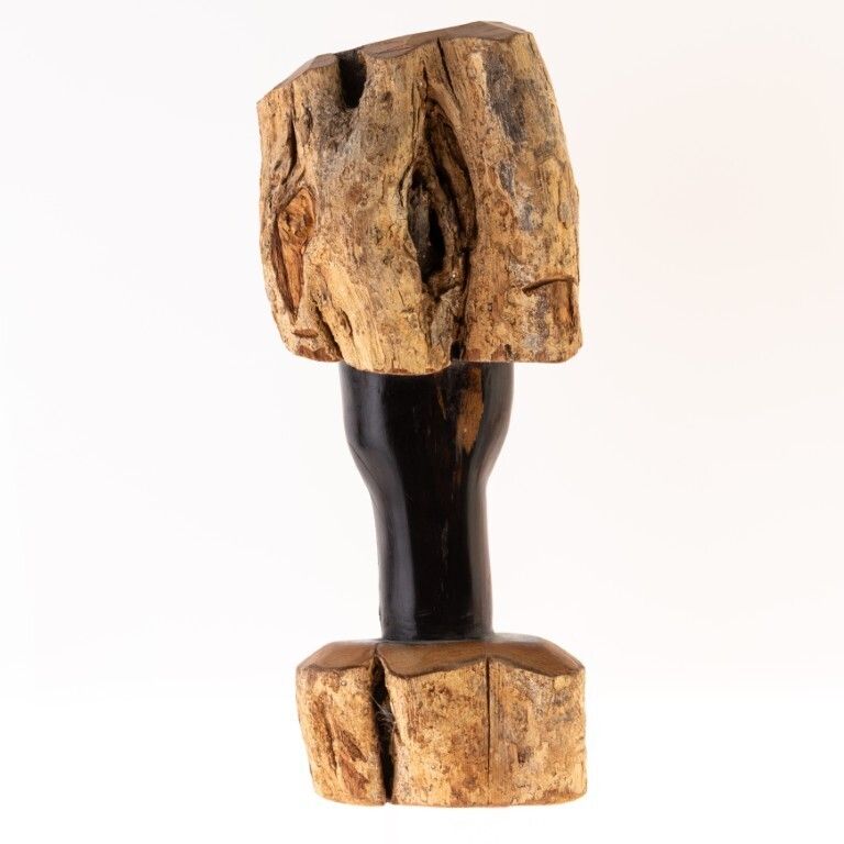 African Ethnographic Carved Wood Figural Sculpture photo furniture
