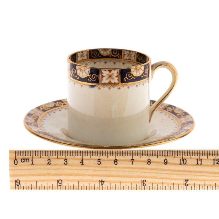 Antique William Lowe Court Porcelain Cup And Saucer With Imari Style Border Ca. 1912 photo for sale