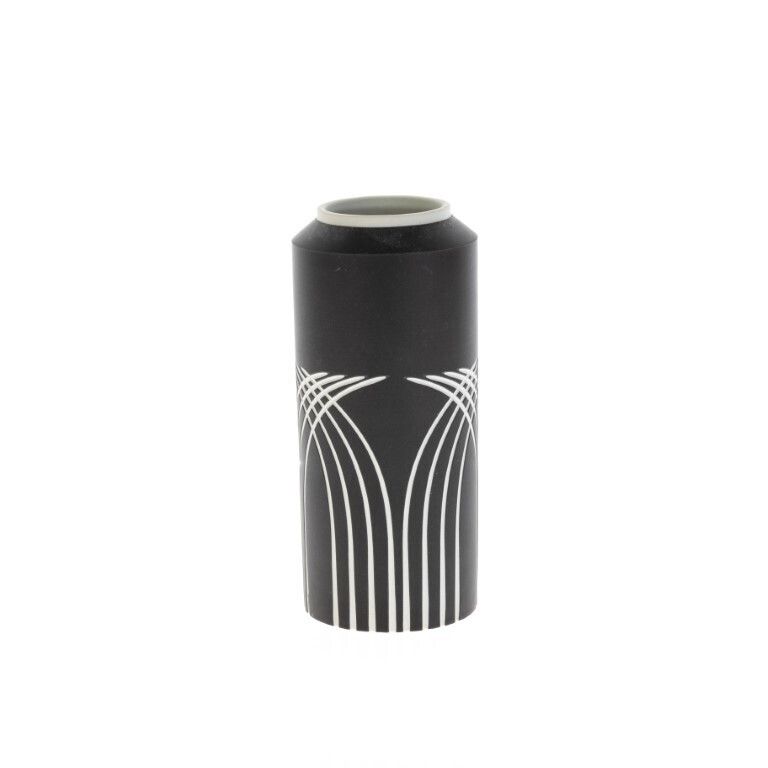 Mid Century Wedgwood Black Jasperware Porcelain Symmetry Vase photo for sale
