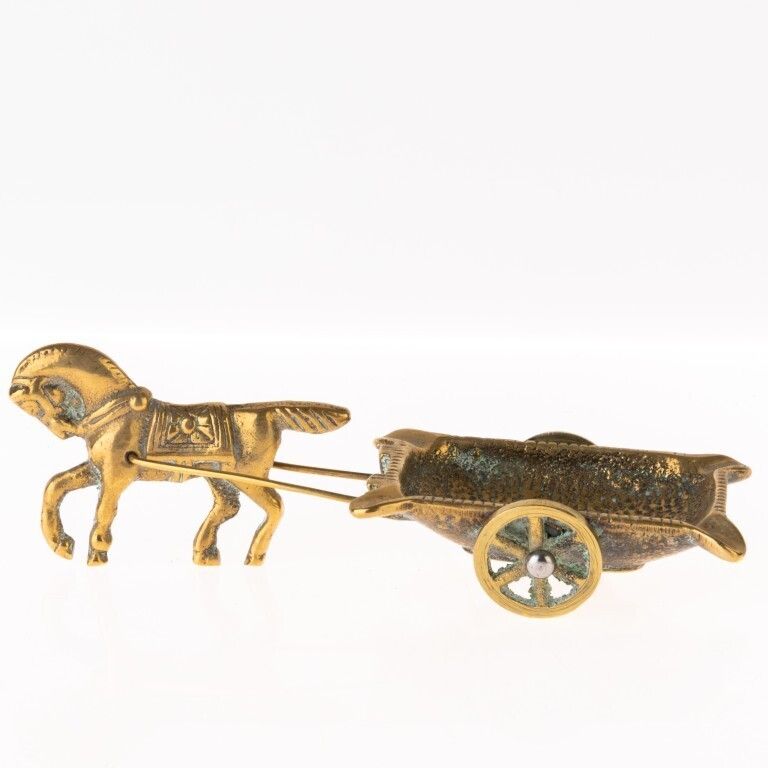 Antique Brass Horse Drawn Cart Figure