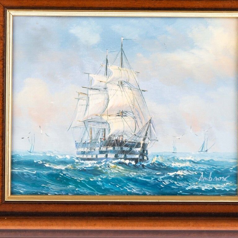 John Ambrose Rsma (1931 2010) Signed Nautical Maritime Ship Oil Painting On Canvas photo furniture