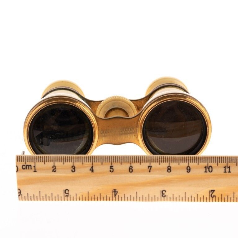Antique Victorian Bone & Brass Theatre Opera Glasses Binoculars Ca. 1900 photo for sale