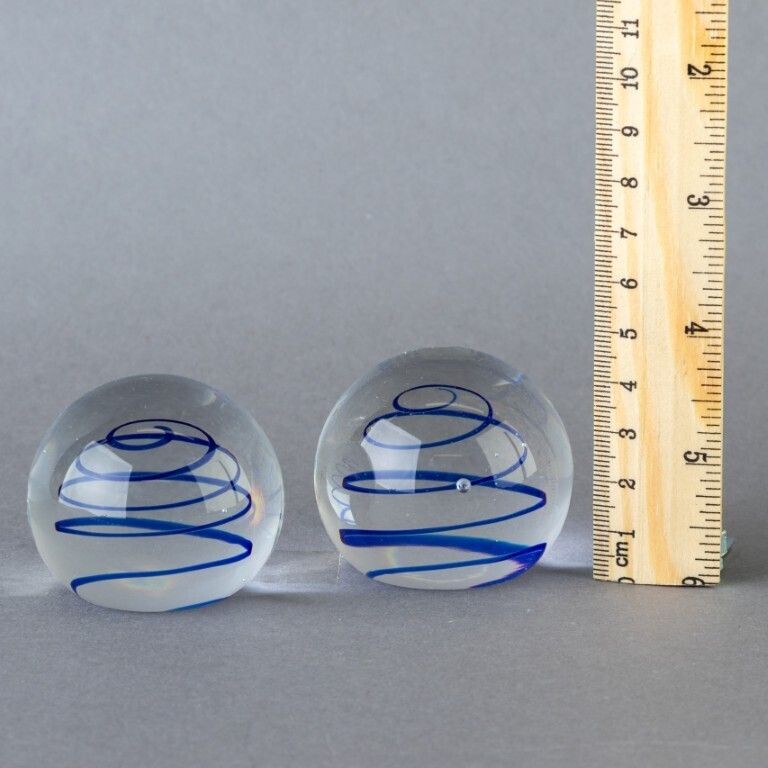 Pair Of Art Glass Spiral Paperweights photo for sale