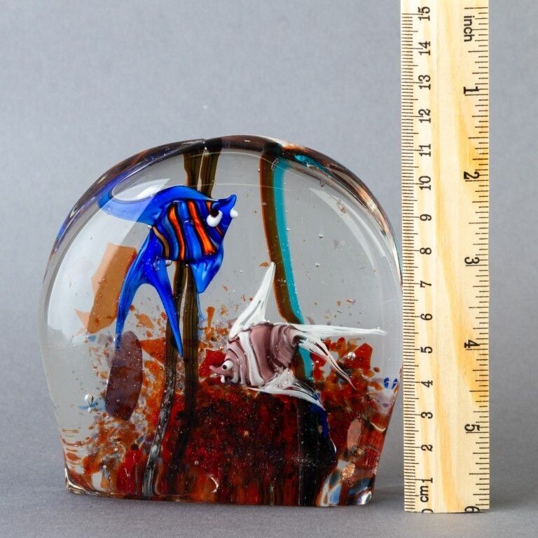 Murano Venetian Hand Blown Glass Fish Paperweight photo for sale