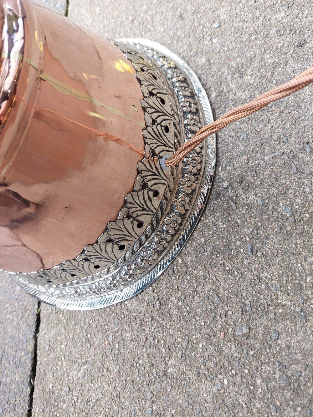 19thc Tibetan Ceremonial Copper Horn Standard Lamp photo vinterior
