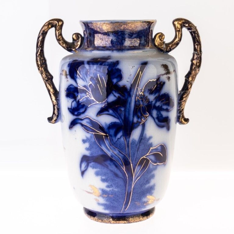 Art Nouveau Gilt Porcelain Floral Baluster Vase photo furniture