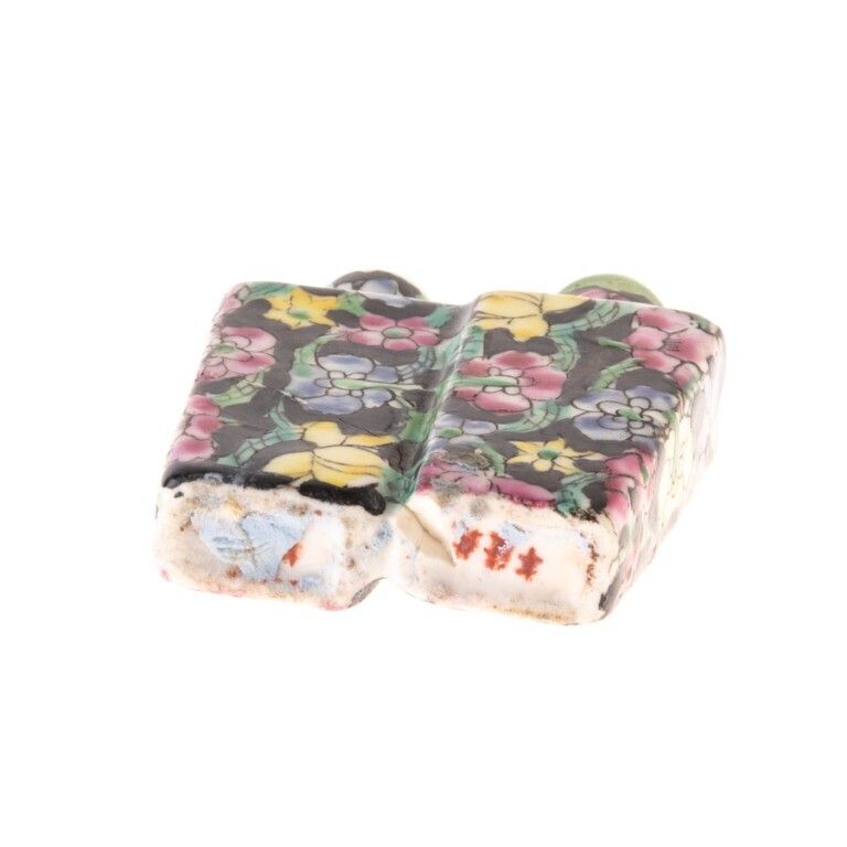 Chinese Hand Painted Famille Noire Twin Porcelain Snuff Bottle With Jade Tops photo furniture