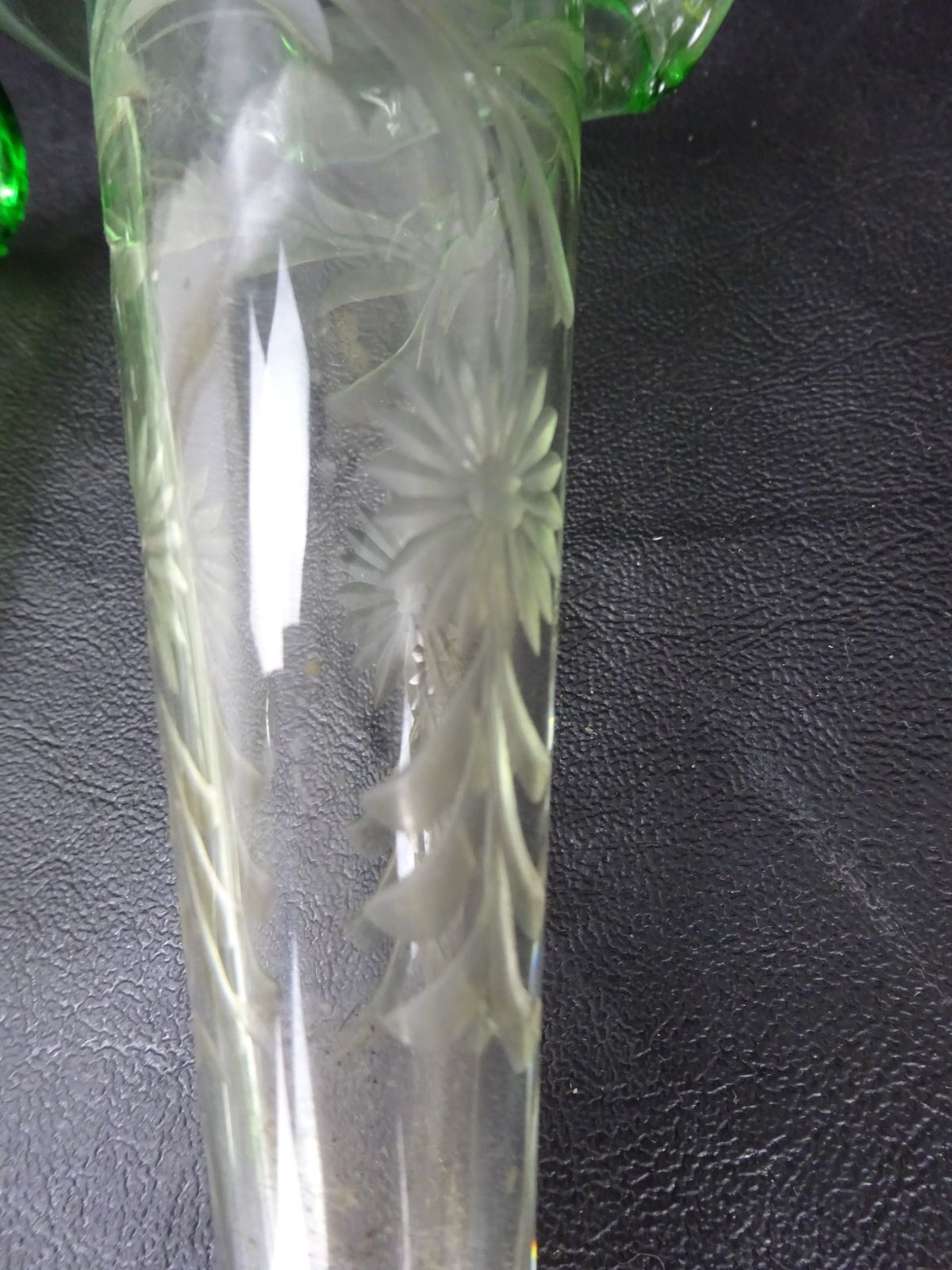 5 Victorian Green And Opalescent Fluted Glass Epergne Pieces (Amended Listing) photo vintage