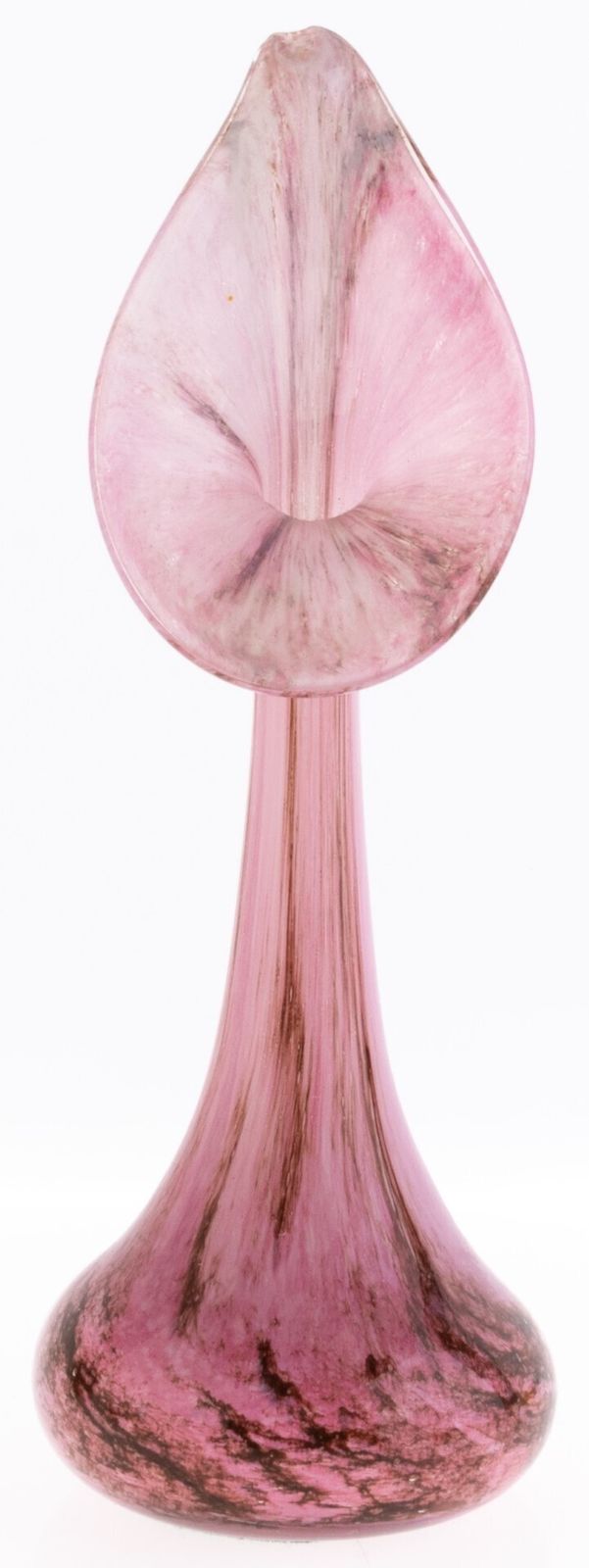 Mid Century Jack In The Pulpit Hand Blown Mottled Pink Glass Vase photo furniture