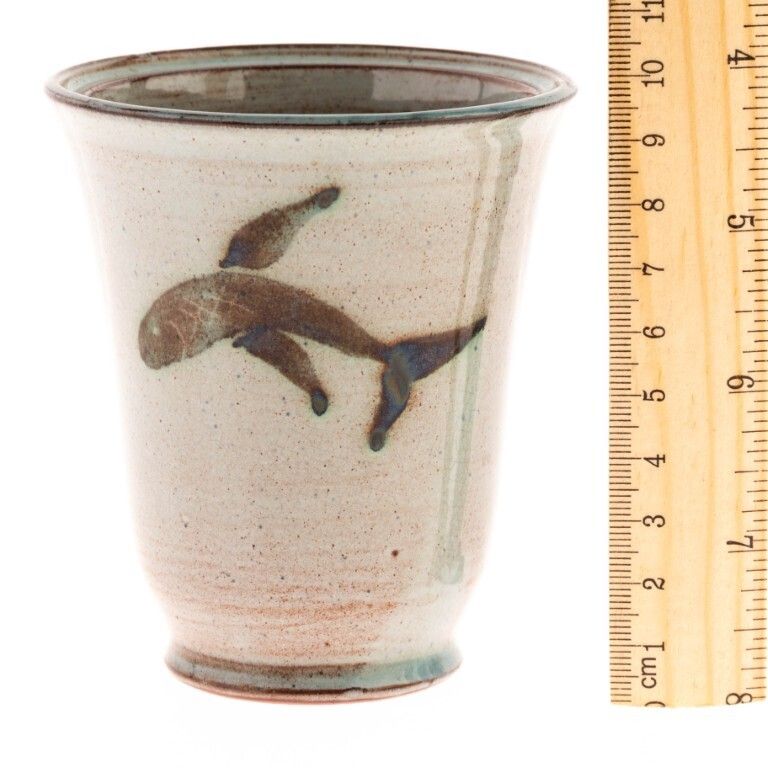 Mid Century British Studio Pottery Ceramic Hand Painted Fish Vase Indistinctly Signed photo Home Decor