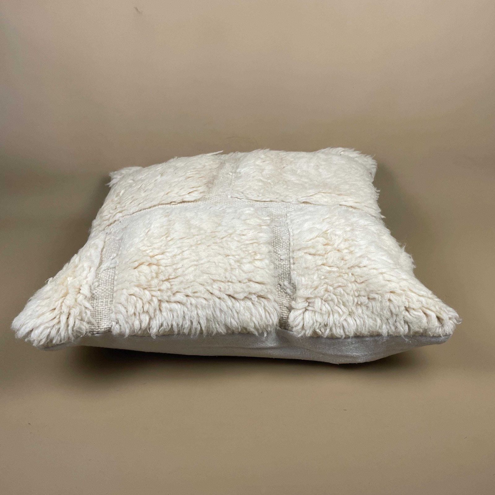 Antique Kilim Cushion Moroccan Rug Carpet Pillow Feather Filled Handwoven Patterned 50x50cm Scatter Vintage Square Pattern Cream Berber photo furniture