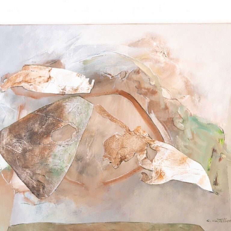 Large Signed Carmelo Castellano (1925 2012) Abstract Oil Painting On Canvas photo furniture