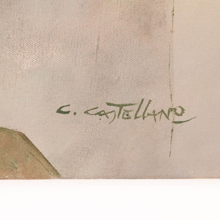 Large Signed Carmelo Castellano (1925 2012) Abstract Oil Painting On Canvas photo for sale