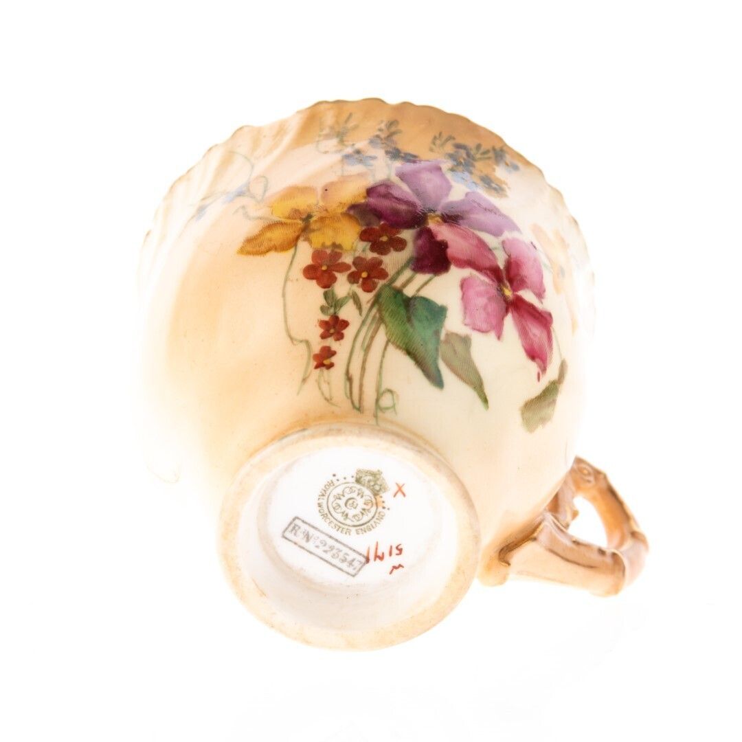 Antique Royal Worcester Art Nouveau Hand Painted Blush Porcelain Teacup photo furniture